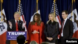 دونالد ترامپ در کنار همسر، دختر و دامادش 