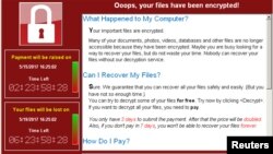 Gambar screenshot dari ransomware "WannaCry" yang menyerang seluruh dunia pada bulan Mei lalu, (Foto courtesy: Symantec).