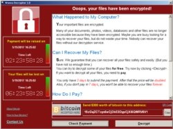 지난 2017년 5월 미국에서 '워너크라이' 바이러스에 감염된 컴퓨터 화면.