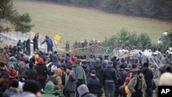 Мигранты на белорусско-польской границе в районе Гродно. 8 ноября 2021 