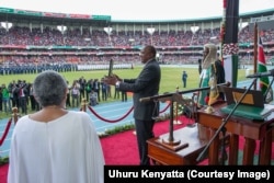 FILE - Kenya's President Uhuru Kenyatta is seen during his inauguration ceremony at Kasarani Stadium in Nairobi, Kenya, Nov. 28, 2017.