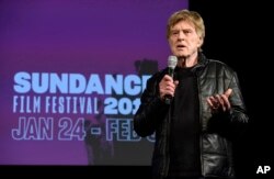 Robert Redford, president and founder of the Sundance Institute, addresses reporters during the opening day press conference at the 2019 Sundance Film Festival in Park City, Utah, Jan. 24, 2019.