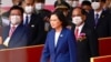 Taiwan's President Tsai Ing-wen attends national day celebrations in front of the Presidential Palace in Taipei, Oct. 10, 2021. 