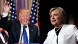 In this composite image, US presidential candidates Donald Trump, left, and Hillary Clinton, right, speak to supporters following strong Super Tuesday performances.