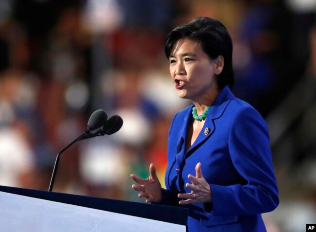 Rep. Judy Chu, D-Calif., speaks during the third day of the Democratic National Convention in Philadelphia, July 27, 2016.