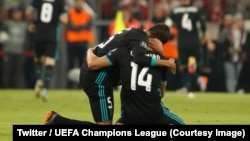 Le Real Madrid a battu le Bayern Munich en demi-finale aller de la Ligue des champions, Allemagne, le 25 avril 2018. 