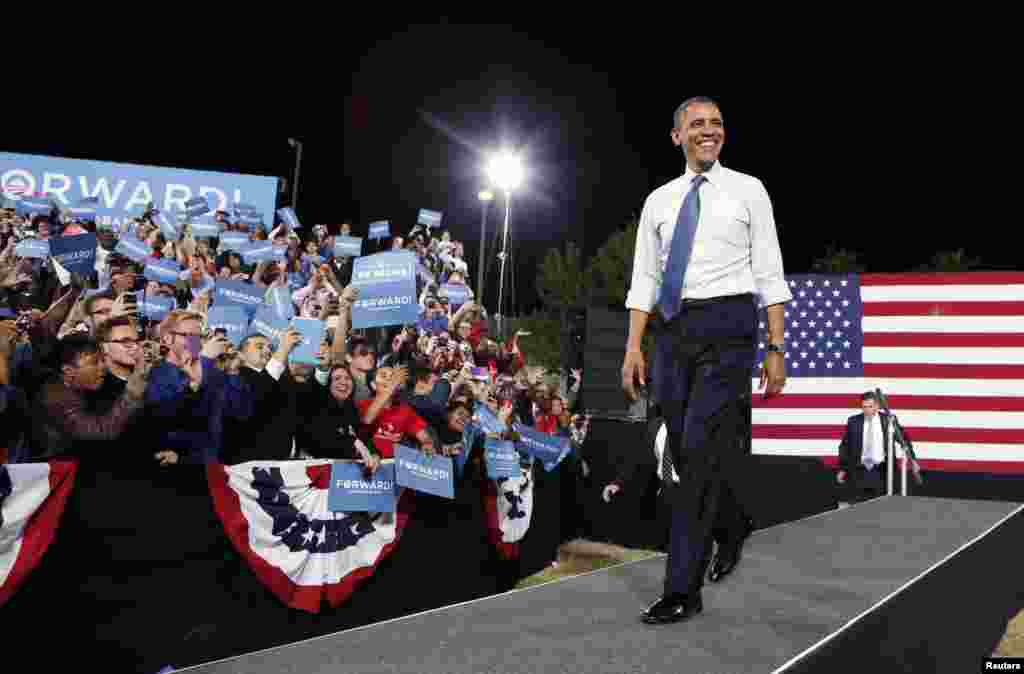 Le pr&eacute;sident Obama lors d&#39;un meeting &eacute;lectoral &agrave; Las Vegas, dans le Nevada 