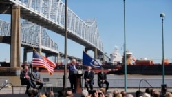 FILE - Then-Vice President Joe Biden speaks after touring the Port of New Orleans to commemorate the seventh anniversary of the American Recovery and Reinvestment Act in New Orleans, Feb. 17, 2016.