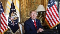 El presidente de Estados Unidos, Donald Trump, habla a los medios después de participar en una videoconferencia con miembros del ejército, el martes.