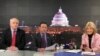 VOA Contributor Greta Van Susteren on the set with VOA National Correspondent Jim Malone (L) and VOA White House Bureau Chief Steve Herman (C).