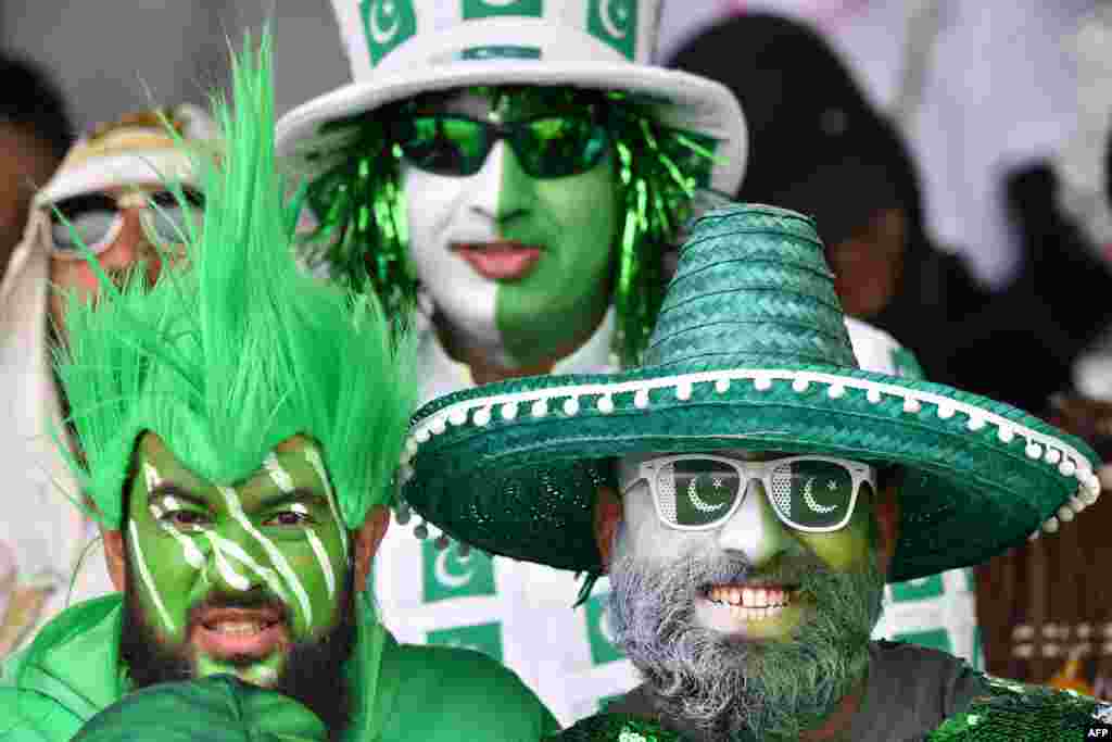 Spectators look on during the 2019 Cricket World Cup group stage match between Pakistan and South Africa at Lord&#39;s Cricket Ground in London.