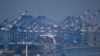 Container Ship CMA CGM Rigoletto moored at a container terminal at the Port of Los Angeles in Los Angeles, California on Feb. 3, 2025.