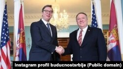 Aleksandar Vučić, predsednik Srbije, i Majk Pompeo, državni sekretar tokom posete srpskog predsednika Vašingtonu marta 2020; arhivska fotografija (instagram profil buducnostsrbije)