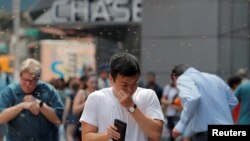 FILE - Kawanan lebah menyerang Times Square, New York City, AS, 28 Agustus 2018. (REUTERS/Brendan McDermid)