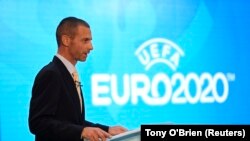 Aleksander Ceferin à Londres avant l'Euro 2020, Angleterre, le 21 septembre 2016.