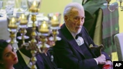 FILE- In this Feb. 9, 2015, photo British actor Christopher Lee is seen attending the Cinema for Peace gala in Berlin, Germany.