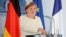 German Chancellor Angela Merkel speaks during a joint press conference with French President Emmanuel Macron (not pictured) after a bilateral meeting at Meseberg Castle, the federal government's guest house, in Meseberg, Germany, June 29, 2020. 