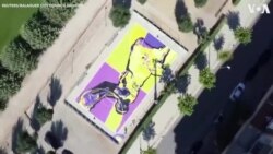 Drone Shows Spanish Town Painting Kobe Bryant on Basketball Court