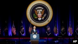 President Barack Obama speaks at McCormick Place in Chicago, Jan. 10, 2017, giving his presidential farewell address. 