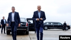 U.S. President Biden boards Air Force One en route to North and South Carolina, at Joint Base Andrews