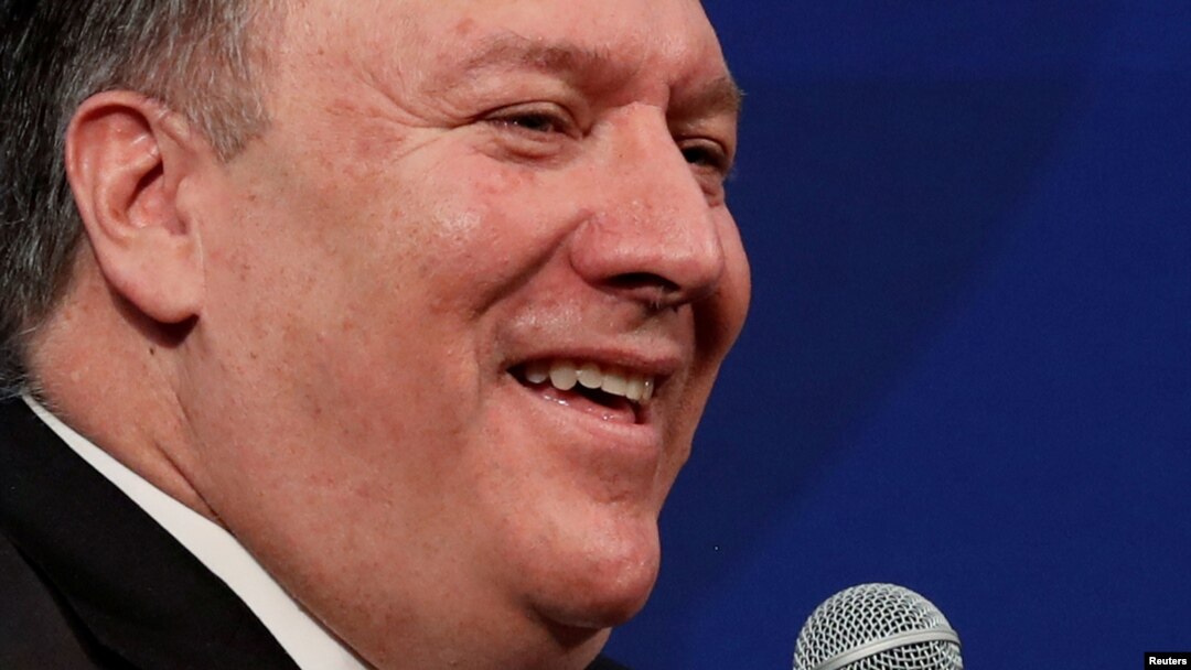 Menteri Luar Negeri AS Mike Pompeo saat memaparkan kebijakan Pemerintahan Trump tentang Iran di Heritage Foundation, Washington, 21 Mei 2018.

