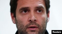 Rahul Gandhi, a lawmaker and son of India's ruling Congress party chief Sonia Gandhi, speaks during a news conference in New Delhi Dec. 14, 2013. 