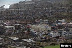 Houses destroyed by Hurricane Matthew in Coteaux, Haiti, Oct. 10, 2016.