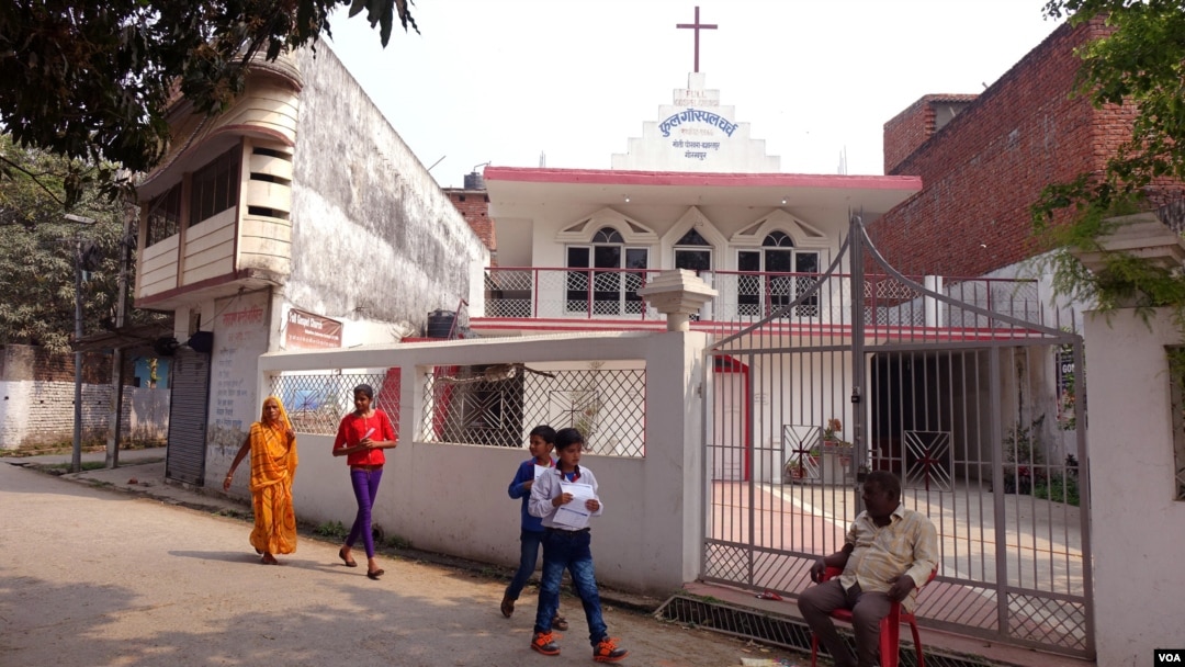 The Full Gospel Church in Basaratpur, Gorakhpur, Uttar Pradesh, which in December 2016 was attacked by Hindu Yuva Vahini (HYV) or the Hindu Youth Force, a group led by Yogi Adityanath. (M. Hussain/VOA)