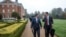 Britain's Foreign Secretary Jeremy Hunt walks with Slovakian Europe Minister Frantisek Ruzickas, left, during a walk in the grounds of Chevening House, in Sevenoaks, England, Sunday, Oct. 14, 2018. Hunt played host to Eastern European Foreign Ministers at his official country residence ahead of a meeting on Monday at the Foreign Affairs Council in Luxembourg where chemical weapons sanctions will be formally adopted.