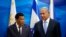 Israeli Prime Minister Benjamin Netanyahu, right, stands next to Philippine President Rodrigo Duterte during their meeting in Jerusalem on Monday, Sept. 3, 2018. 
