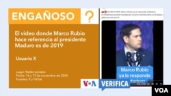 Se trata de un discurso que el senador Marco Rubio realizó en 2019, aunque en otras ocasiones también ha cuestionado al gobierno de Venezuela y al presidente. Diseño: Mila Cruz.