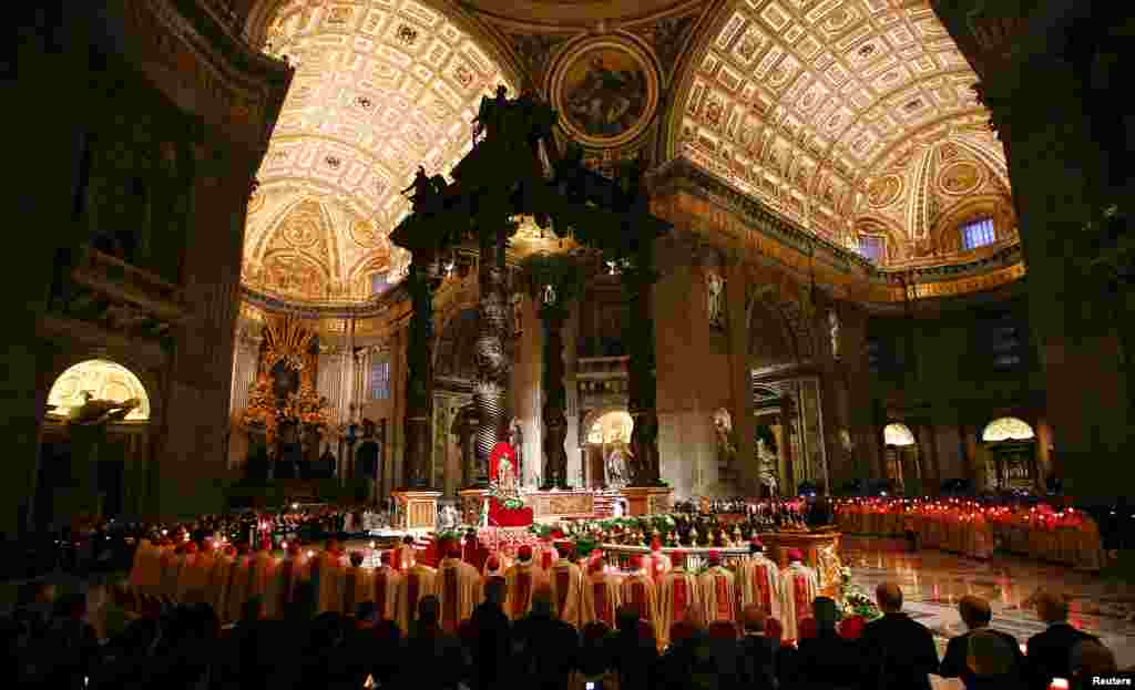 Pope Francis celebrates a Mass in Saint Peter&#39;s basilica at the Vatican.