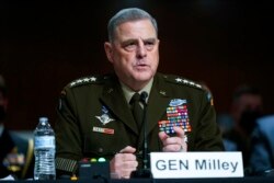 Chairman of the Joint Chiefs of Staff Gen. Mark Milley speaks during a Senate Armed Services Committee hearing, on Capitol Hill in Washington, Sept. 28, 2021.