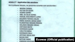 Lista de guineenses alvo de sanções