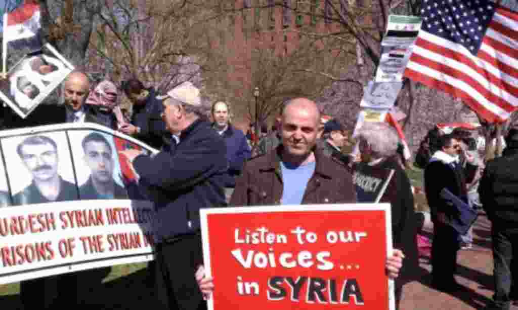 Syrians protest in Washington DC, Saturday March 26, 2011