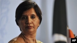 Indian Foreign Secretary Nirupama Rao listens to a question during a joint press conference with her Pakistani counterpart Salman Bashir at the Foreign Ministry in Islamabad on June 24, 2010. Top Indian and Pakistani diplomats pledged on June 24 to strive