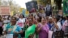 Women shout slogans as they hold during a protest march demanding to vote and reject the current environment of hate and violence in the country, in New Delhi, India, April 4, 2019.