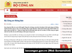 Thông báo của Bộ Công an về việc phong tỏa tài khoan "Nguyen Thuy Hanh".