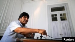El ex presidente boliviano Evo Morales durante una reciente conferencia de prensa en Buenos Aires, Argentina, donde se encuentra en condición de refugiado.