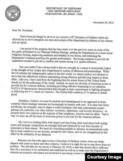 In letter just released by the Department of Defense, Secretary Jim Mattis warns, “We cannot protect our interests ... without maintaining strong alliances and showing respect to those allies.”
