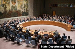 FILE - U.N. Security Council meeting.