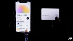 In this Monday, March 25, 2019 photo, Jennifer Bailey, vice president of Apple Pay, speaks about the Apple Card at the Steve Jobs Theater during an event to announce new products in Cupertino, Calif. (AP Photo/Tony Avelar, File)