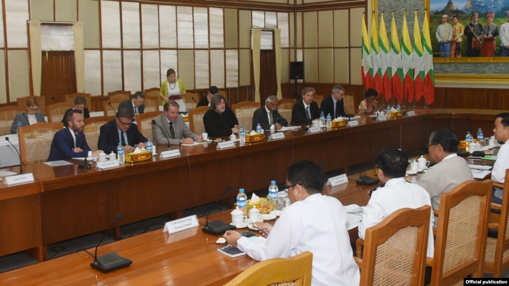 ဥေရာပပါလီမန္၊ လူ႔အခြင့္အေရးဆပ္ေကာ္မတီဥကၠဌျဖစ္သူMr. Pier Antonio Panzeri ဦးေဆာင္ေသာအဖြဲ႔ ႏွင္႔ ႏိုင္ငံေတာ္အတိုင္ပင္ခံ႐ုံး ဝန္ႀကီးဌာနေတြ႔ဆံု (MOI)