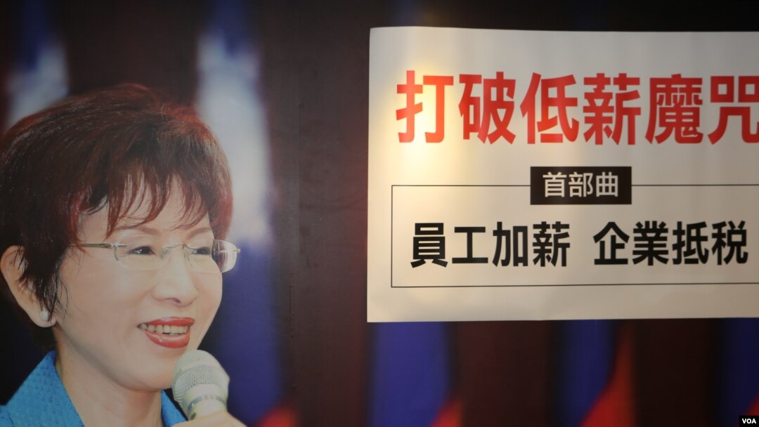 洪秀柱竞选宣传看板(美国之音杨明拍摄)