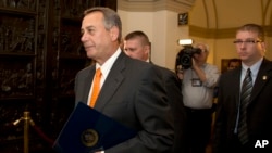 House Speaker John Boehner of Ohio arrives on Capitol Hill, Wednesday, Oct. 16, 2013.