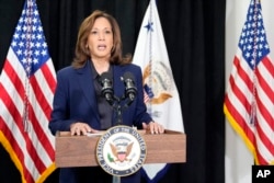 Vice President Kamala Harris, the Democrats' nominee for U.S. president in 2024, speaks Oct. 17, 2024, in Milwaukee, Wisconsin, about the killing of Hamas' Yahya Sinwar in Gaza.