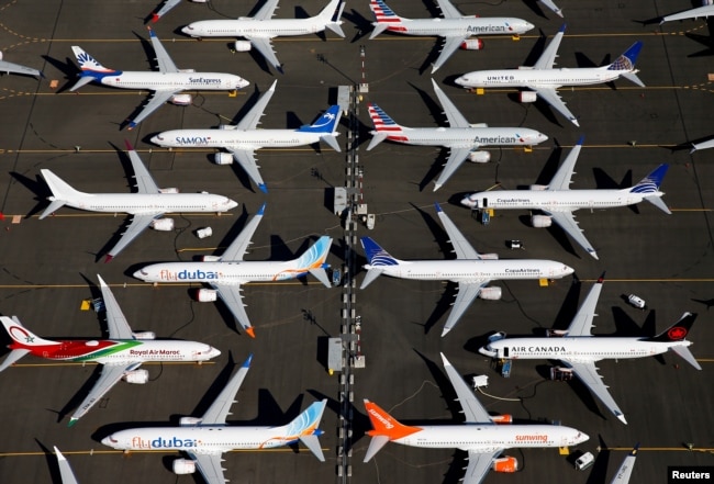 Pesawat Grounded Boeing 737 Max diparkir di Boeing Field di Seattle, Washington, 1 Juli 2019. (Foto: Reuters)