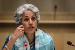 WHO Chief Scientist Soumya Swaminathan attends a press conference organized by the Geneva Association of United Nations Correspondents in Geneva, July 3, 2020.