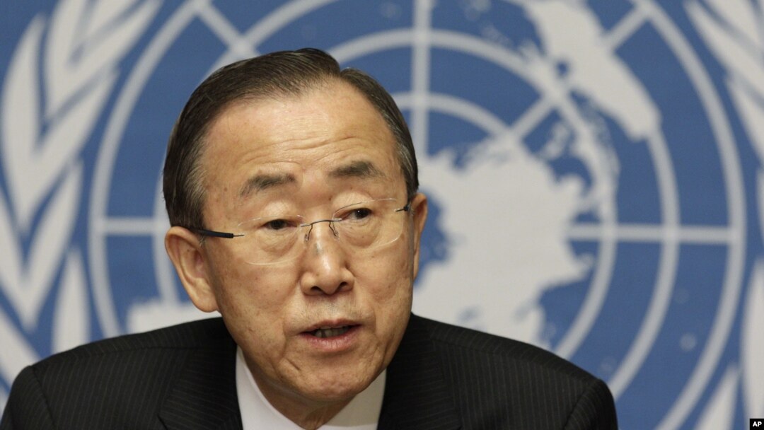 Sekjen PBB Ban Ki-moon dalam suatu konferensi pers di Jenewa (Foto: dok).