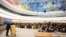 U.N. Secretary-General Antonio Guterres (L) delivers a speech at the opening day of the 40th session of the United Nations Human Rights Council, Feb. 25, 2019 in Geneva, Switzerland. 